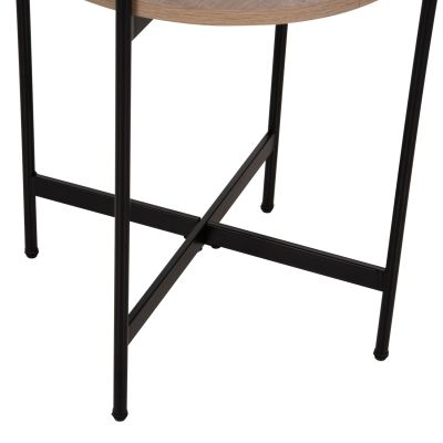 SIDE TABLE HM9589.03 MDF SONOMA-BLACK METAL BASE Φ50x55Hcm.