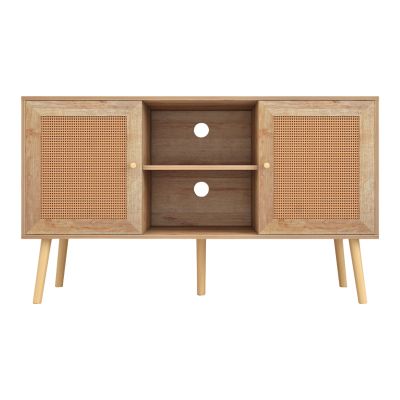 TV STAND MELAMINE COLM RATTAN DOORS HM9223.11 NATURAL COLOR 120x39x56,5Hcm.