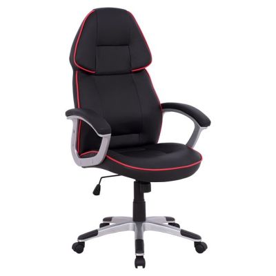 Office chair gaming bucket HM1007.01 black PU and red stripe 69x68x(119-127)cm