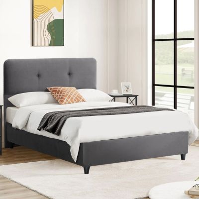 Bed HM648.10 DOLORES, grey velvet, 120x200cm