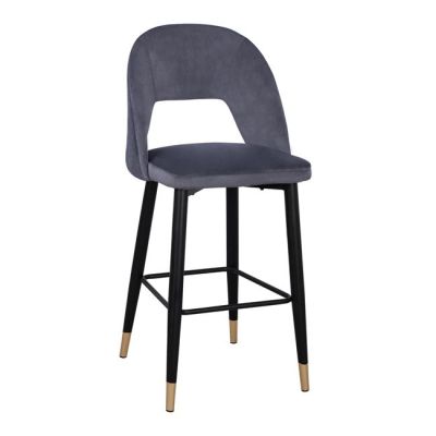 Bar Stool Harper HM8526.01 Velvet Grey with Metallic Frame 50Χ51Χ111cm