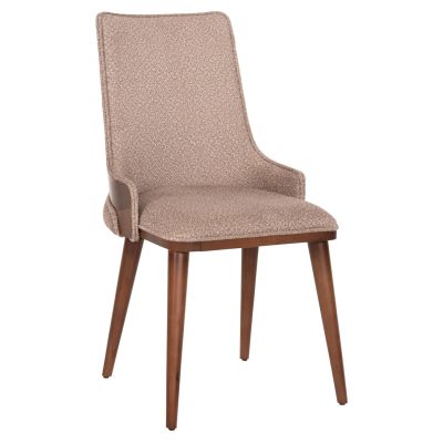 DINING CHAIR ULUTAS HM18017.03 BEECH WOOD & FABRIC IN BROWN-BEIGE 48x60x91Hcm.