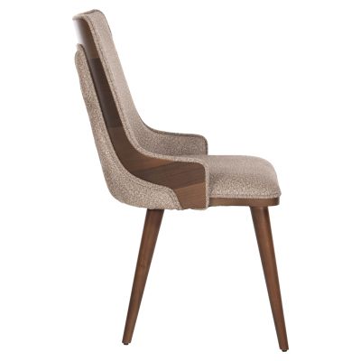 DINING CHAIR ULUTAS HM18017.03 BEECH WOOD & FABRIC IN BROWN-BEIGE 48x60x91Hcm.