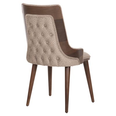 DINING CHAIR ULUTAS HM18017.03 BEECH WOOD & FABRIC IN BROWN-BEIGE 48x60x91Hcm.