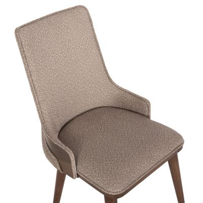 DINING CHAIR ULUTAS HM18017.03 BEECH WOOD & FABRIC IN BROWN-BEIGE 48x60x91Hcm.