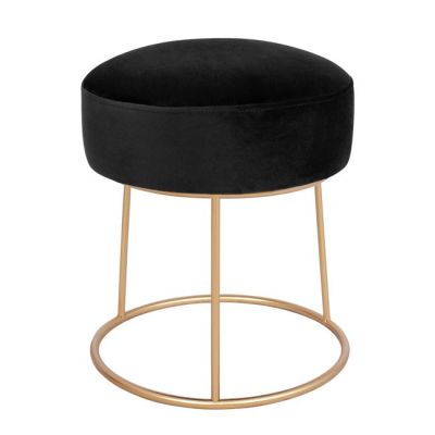 Stool Karlo HM8411.04 Black with Velvet with gold base ''36x38 h cm