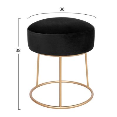 Stool Karlo HM8411.04 Black with Velvet with gold base ''36x38 h cm