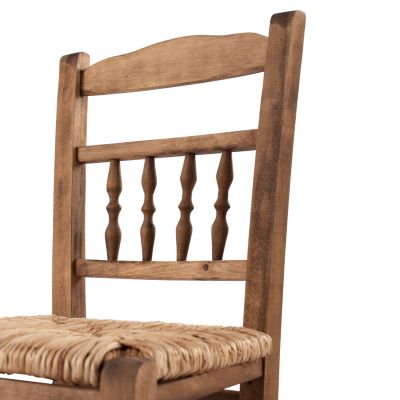 Traditional chair with straw Walnut HM10258.01