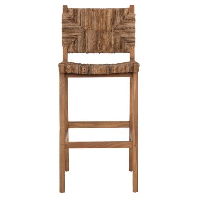 BAR STOOL WALTER HM9841 TEAK WOOD IN NATURAL-RUSH MATT 46x55x105Hcm.