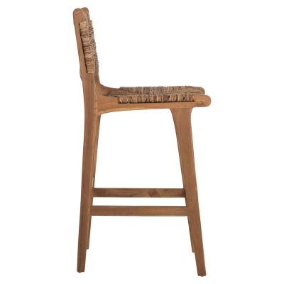 BAR STOOL WALTER HM9841 TEAK WOOD IN NATURAL-RUSH MATT 46x55x105Hcm.