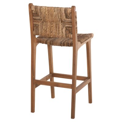 BAR STOOL WALTER HM9841 TEAK WOOD IN NATURAL-RUSH MATT 46x55x105Hcm.