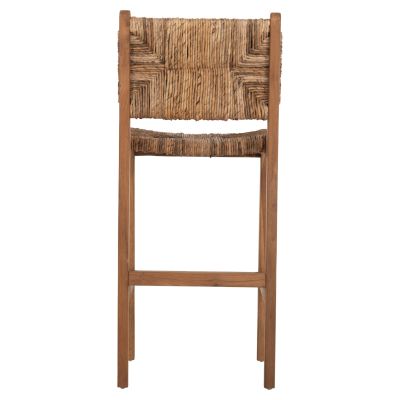 BAR STOOL WALTER HM9841 TEAK WOOD IN NATURAL-RUSH MATT 46x55x105Hcm.