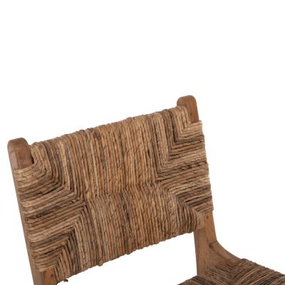 BAR STOOL WALTER HM9841 TEAK WOOD IN NATURAL-RUSH MATT 46x55x105Hcm.