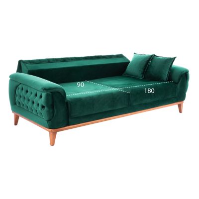 HM3249.13 BENNINGTON 3-seater sofa-bed, cypress green velvet, 240x95x80