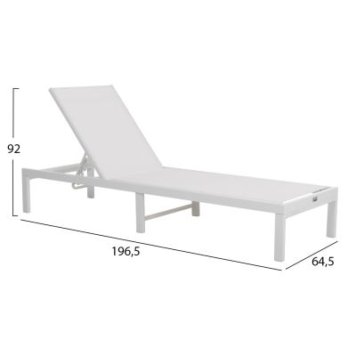 АЛУМИНИЕВ ШЕЗЛОНГ THATCHER HM5983.01 БЯЛА РАМКА И ТЕКСТИЛЕН 196,5x64,5x92Hcm.