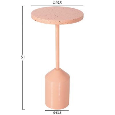 SIDE TABLE BOMBAY HM4251.08 METAL IN SALMON COLOR WITH DOTTED TABLETOP Φ25,5x51Hcm.