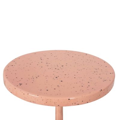 SIDE TABLE BOMBAY HM4251.08 METAL IN SALMON COLOR WITH DOTTED TABLETOP Φ25,5x51Hcm.