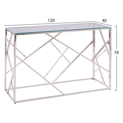 JANA FB98620.01 CONSOLE TABLE WITH GLASS AND CHROME BASE 120X40X78Y EK.