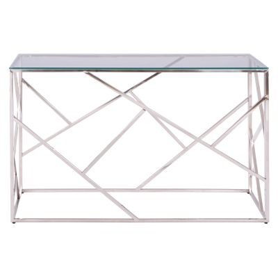 JANA FB98620.01 CONSOLE TABLE WITH GLASS AND CHROME BASE 120X40X78Y EK.