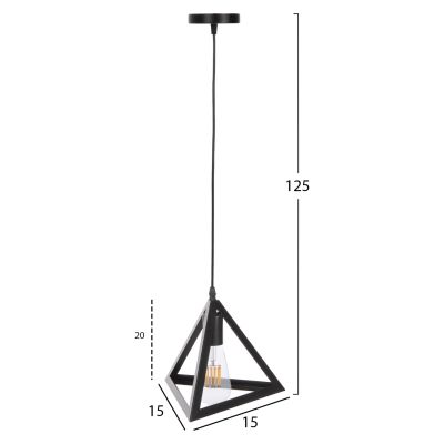 ПАНЕЛЕН ЛАМПА HM4181 ЧЕРЕН МЕТАЛЕН ЦАП ПИРАМИДА 15x15x125Hcm.