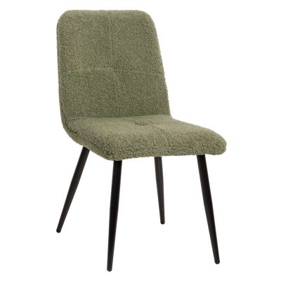 CHAIR SHELLY HM8590.03 TEDDY FABRIC IN PISTACHIO GREEN-BLACK METAL LEGS 48x64x87Hcm.