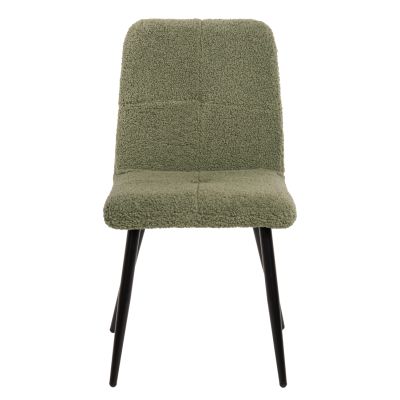 CHAIR SHELLY HM8590.03 TEDDY FABRIC IN PISTACHIO GREEN-BLACK METAL LEGS 48x64x87Hcm.