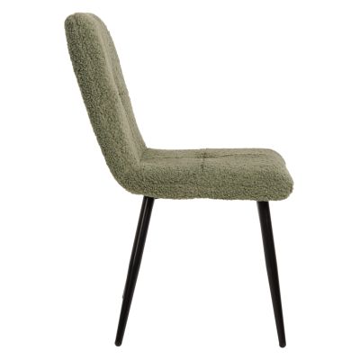 CHAIR SHELLY HM8590.03 TEDDY FABRIC IN PISTACHIO GREEN-BLACK METAL LEGS 48x64x87Hcm.