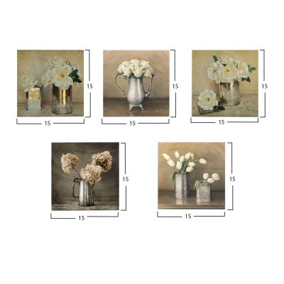 CANVAS FIVE PIECES MDF ROMANTIC FLOWERS HM7205.02 75X0,3X15 cm