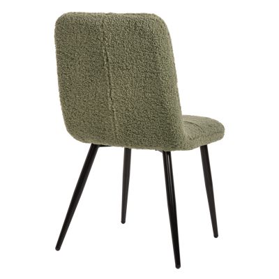 CHAIR SHELLY HM8590.03 TEDDY FABRIC IN PISTACHIO GREEN-BLACK METAL LEGS 48x64x87Hcm.