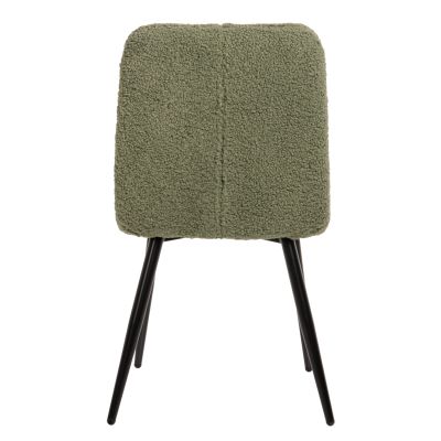 CHAIR SHELLY HM8590.03 TEDDY FABRIC IN PISTACHIO GREEN-BLACK METAL LEGS 48x64x87Hcm.