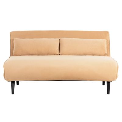 SOFABED FOR 2 PEOPLE ASMA HM3077.17 VELVET IN BEIGE COLOR 140x80x77Hcm.