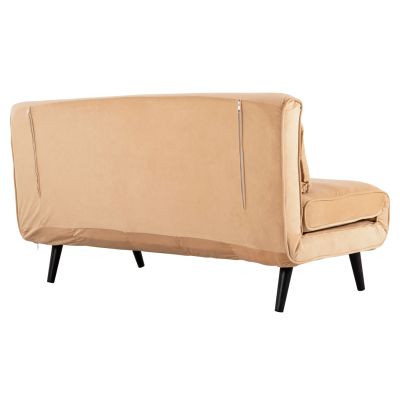 SOFABED FOR 2 PEOPLE ASMA HM3077.17 VELVET IN BEIGE COLOR 140x80x77Hcm.