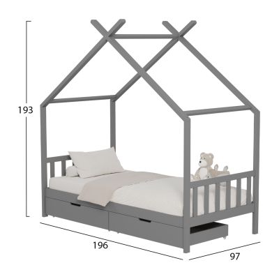 ДЕТСКО ЛЕГЛО KLARICE HM680.05 t.MONTESSORI-2 ЧЕКМЕДЖЕТА- БОР МАСИВ В СИВО- 190x90см.