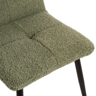 CHAIR SHELLY HM8590.03 TEDDY FABRIC IN PISTACHIO GREEN-BLACK METAL LEGS 48x64x87Hcm.