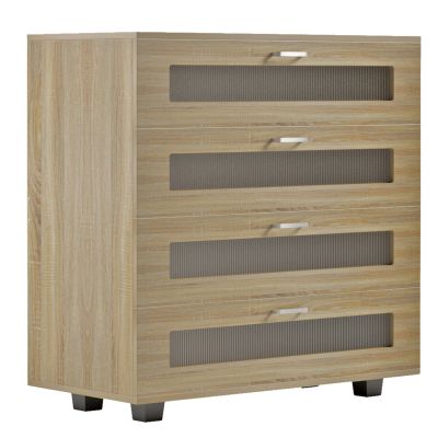 CHEST OF DRAWERS THORGAN HM9880.01 MELAMINE IN SONAMA-4 DRAWERS 80Χ40Χ83Hcm.