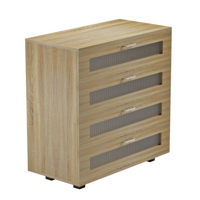 CHEST OF DRAWERS THORGAN HM9880.01 MELAMINE IN SONAMA-4 DRAWERS 80Χ40Χ83Hcm.