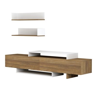 TV FURNITURE SET EDUARDO HM8909.11 MELAMINE IN NATURAL-WHITE 180x29,5x45Hcm.