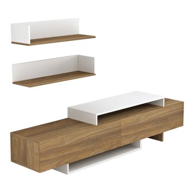 TV FURNITURE SET EDUARDO HM8909.11 MELAMINE IN NATURAL-WHITE 180x29,5x45Hcm.