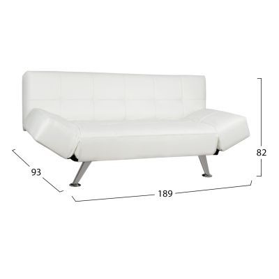 Sofa/Bed HM3001.01 Thom with folding arms White PU 189x93x82 cm