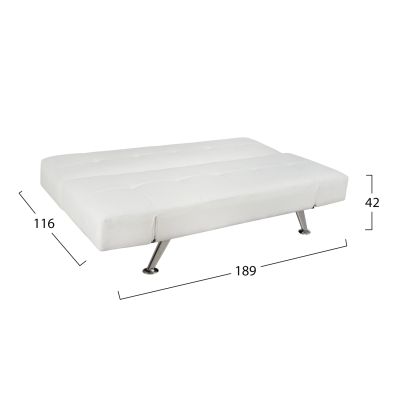 Sofa/Bed HM3001.01 Thom with folding arms White PU 189x93x82 cm