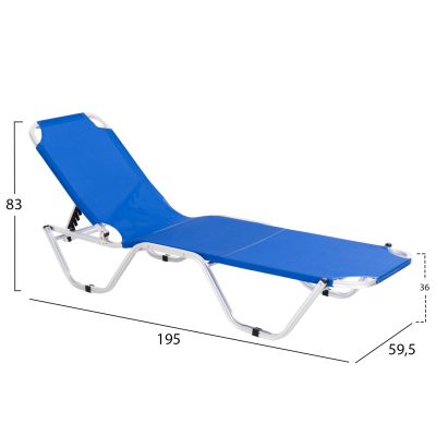 Professional Sunbed Aluminum HM5071.01 Blue 60x195x30 cm