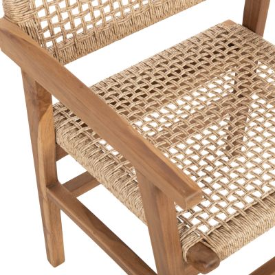 DINING ARMCHAIR BJORN HM9403.21 SOLID TEAK WOOD-ROPE 56x56x83Hcm.