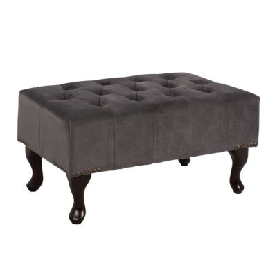 Tambour Табуретка за крака Сиво кадифе T.Chesterfield Emma 80x46x42cm HM226.10