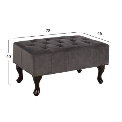 PPIANO STOOL T.CHESTERFIELD EMMA HM226.10 GREY VELVET-LEGS IN DARK BROWN 78x46x40Hcm.