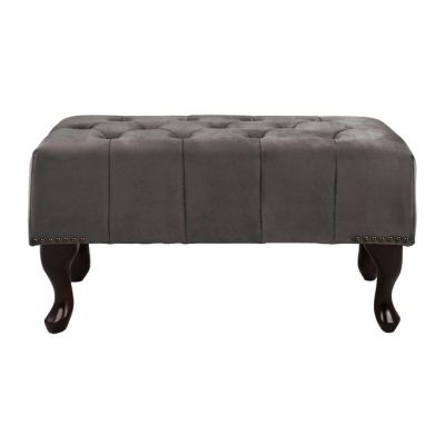 Tambour Табуретка за крака Сиво кадифе T.Chesterfield Emma 80x46x42cm HM226.10