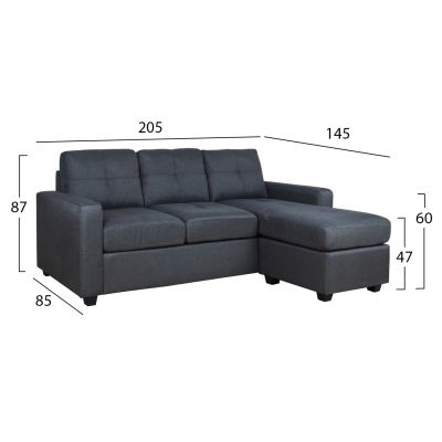 Corner Sofa HM3004.02 Left & Right in Grey Fabric