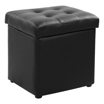 Stool PU with storage space black cube HM224.01 36,5x36,5x36cm