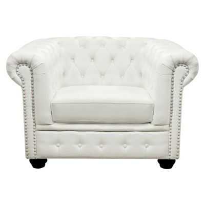 Armchair T.Chesterfield POLINA HM3011.02, PU White, 110x90x73Hcm