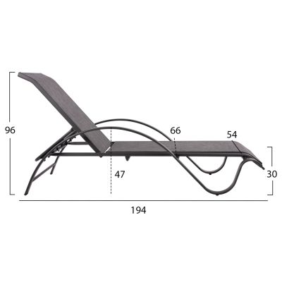 Sunbed Aluminum Grey with textline grey HM5133.01 194x54-66x30 cm.