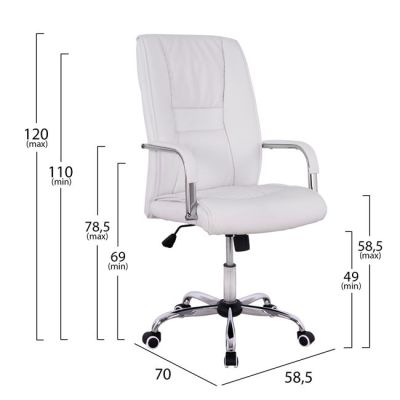 Мениджърски офис стол HM1106.02 Бял Цвят 58,5x70x120 см